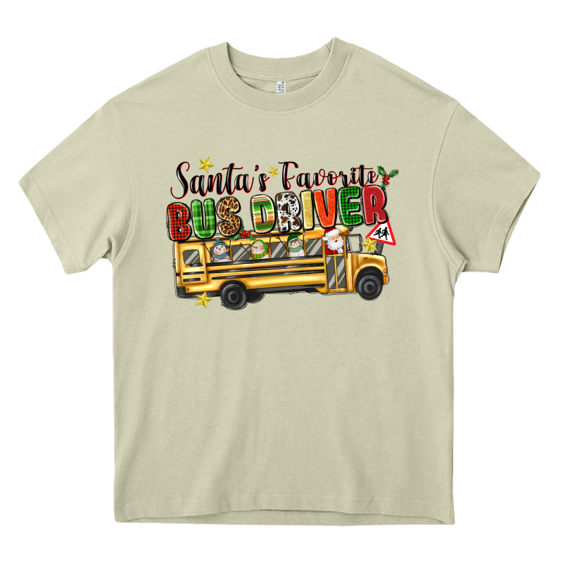 Santas Favorite Bus Driver Heavy Core Tee by texasbilliewilder | Teevron