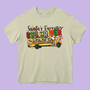 Santas Favorite Bus Driver Heavy Core Tee Designed By Texasbilliewilder