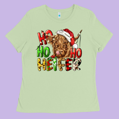 Ho Ho Ho Heifer Ladies Tee Designed By Cowgirlartshop