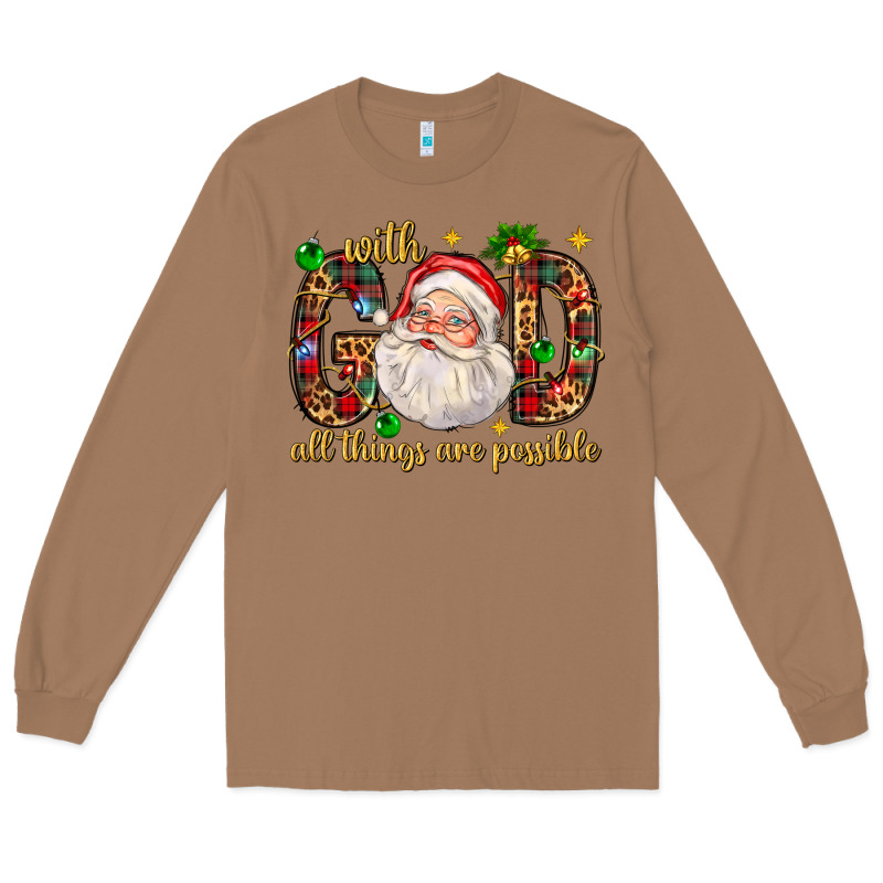 With God All Things Are Possible With Santa Claus Bbs Long Sleeve Tee by BundleAndBundleShop | Teevron