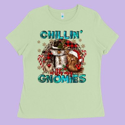 Chillin With My Gnomies Ladies Tee Designed By Cowgirlartshop