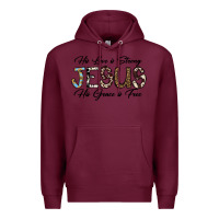 Burgundy His Love is Strong Jesus His Grace is Free Premium Hoodie - CowhideDigitalArt