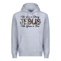Heather Grey His Love is Strong Jesus His Grace is Free Premium Hoodie - CowhideDigitalArt