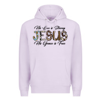Lilac His Love is Strong Jesus His Grace is Free Premium Hoodie - CowhideDigitalArt