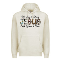 Oatmeal Heather His Love is Strong Jesus His Grace is Free Premium Hoodie - CowhideDigitalArt