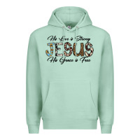 Seafoam His Love is Strong Jesus His Grace is Free Premium Hoodie - CowhideDigitalArt