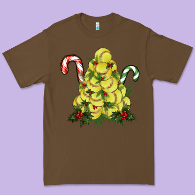 Softball Christmas Tree Premium Tee Designed By Ranaportraitstore