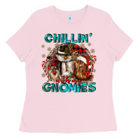 Bubblegum Pink chillin with my gnomies Ladies Tee - CowGirlArtShop