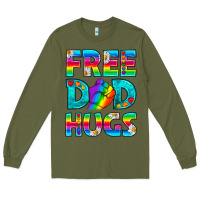 Army Green Pride LGBTQ Free Dad Hugs Long Sleeve Tee - BundleAndBundleShop