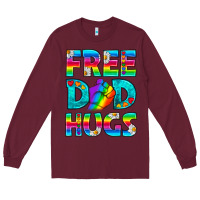 Burgundy Pride LGBTQ Free Dad Hugs Long Sleeve Tee - BundleAndBundleShop