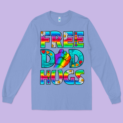 Pride Lgbtq Free Dad Hugs Long Sleeve Tee Designed By Bundleandbundleshop