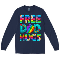 Navy Pride LGBTQ Free Dad Hugs Long Sleeve Tee - BundleAndBundleShop