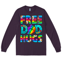 Plum Pride LGBTQ Free Dad Hugs Long Sleeve Tee - BundleAndBundleShop