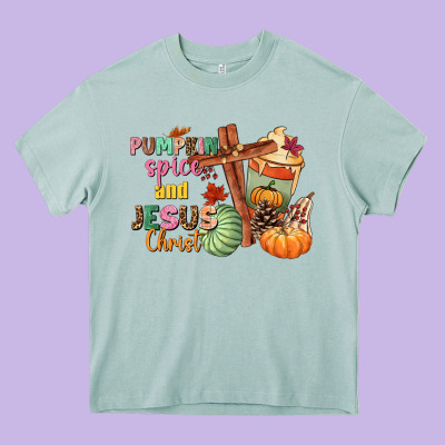 Pumpkin Spice And Jesus Christ Heavy Core Tee Designed By Nancycooperartshop