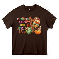 Chocolate Brown Pumpkin spice and Jesus christ Heavy Core Tee - NancyCooperArtShop
