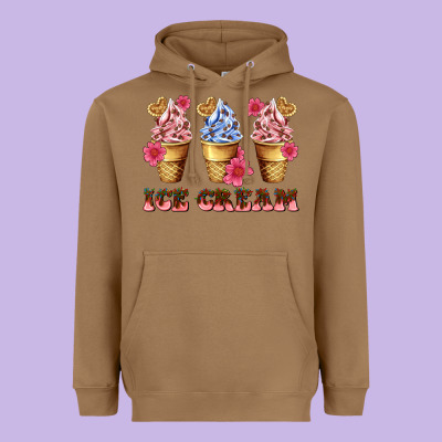 Floral Ice Cream Heavyweight Hoodie Designed By Adodesignshop