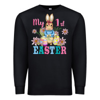 Black my first easter with baby bunny and eggs Premium Sweatshirt - AdoDesignShop
