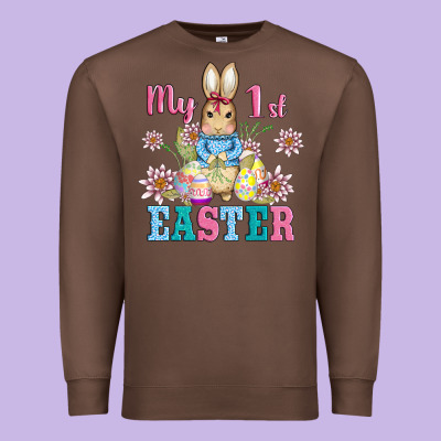 My First Easter With Baby Bunny And Eggs Premium Sweatshirt Designed By Adodesignshop