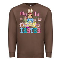 Chestnut my first easter with baby bunny and eggs Premium Sweatshirt - AdoDesignShop