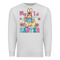 Dove Grey my first easter with baby bunny and eggs Premium Sweatshirt - AdoDesignShop