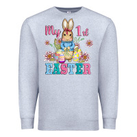 Heather Grey my first easter with baby bunny and eggs Premium Sweatshirt - AdoDesignShop