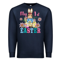 Navy my first easter with baby bunny and eggs Premium Sweatshirt - AdoDesignShop
