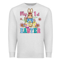 Oatmeal Heather my first easter with baby bunny and eggs Premium Sweatshirt - AdoDesignShop
