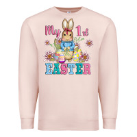 Pale Pink my first easter with baby bunny and eggs Premium Sweatshirt - AdoDesignShop