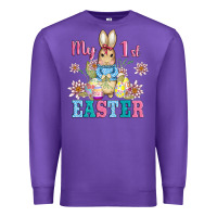 Purple my first easter with baby bunny and eggs Premium Sweatshirt - AdoDesignShop