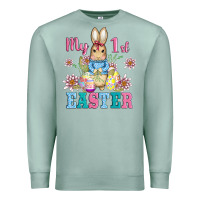 Seafoam my first easter with baby bunny and eggs Premium Sweatshirt - AdoDesignShop