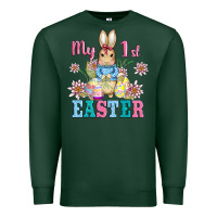 Sports Green my first easter with baby bunny and eggs Premium Sweatshirt - AdoDesignShop