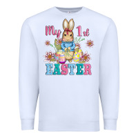 White my first easter with baby bunny and eggs Premium Sweatshirt - AdoDesignShop
