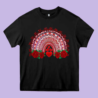 Valentines Day Rainbow With Roses Heavy Core Tee Designed By Ranaportraitstore