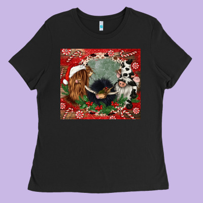 Christmas Heifer Cow  Gnomies Ladies Tee Designed By Cowgirlartshop