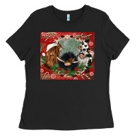 Black christmas heifer cow  gnomies Ladies Tee - CowGirlArtShop