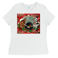 White christmas heifer cow  gnomies Ladies Tee - CowGirlArtShop