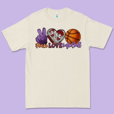 Peace Love Basketball Premium Tee Designed By Howdyjamesfarm