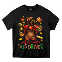 Black santas favorite school bus driver afro messy bun Heavy Core Tee - texasbilliewilder