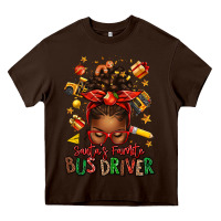 Chocolate Brown santas favorite school bus driver afro messy bun Heavy Core Tee - texasbilliewilder