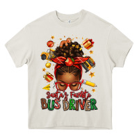 Cream santas favorite school bus driver afro messy bun Heavy Core Tee - texasbilliewilder