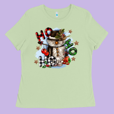 Ho Ho Ho Snowman Gnome Ladies Tee Designed By Cowgirlartshop