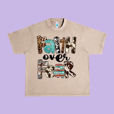 Western Faith Over Fear Urban Heavy Tee Designed By Fadigitalartstudio