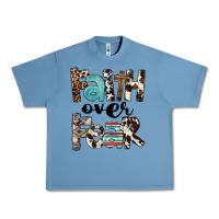 Pebble Blue Western Faith Over Fear Urban Heavy Tee - FaDigitalArtStudio