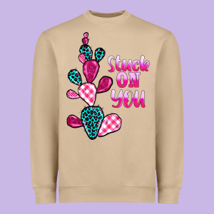 Stuck On You Cactus Heavyweight Sweatshirt Designed By Barkaloodesign