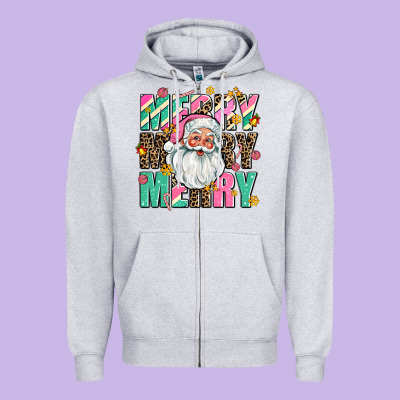 Merry Merry Merry Zipper Hoodie Designed By Adodesignshop