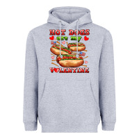 Heather Grey hot dogs are my valentine Heavyweight Hoodie - AdoDesignShop