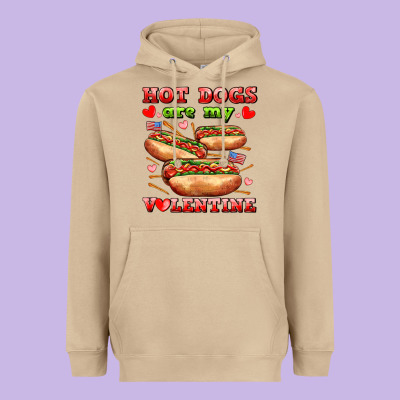 Hot Dogs Are My Valentine Heavyweight Hoodie Designed By Adodesignshop