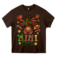 Chocolate Brown mimi claus afro messy bun Heavy Core Tee - texasbilliewilder