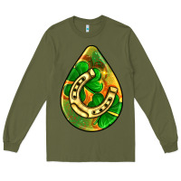 Army Green st.patrick's teardrop earrings Long Sleeve Tee - FaDigitalArtStudio
