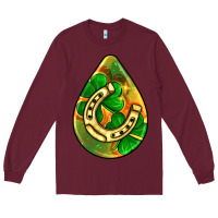 Burgundy st.patrick's teardrop earrings Long Sleeve Tee - FaDigitalArtStudio